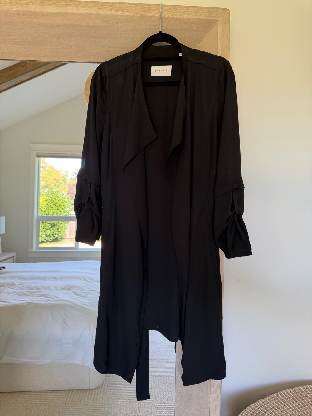 Babaton Black Long Draped Jacket
